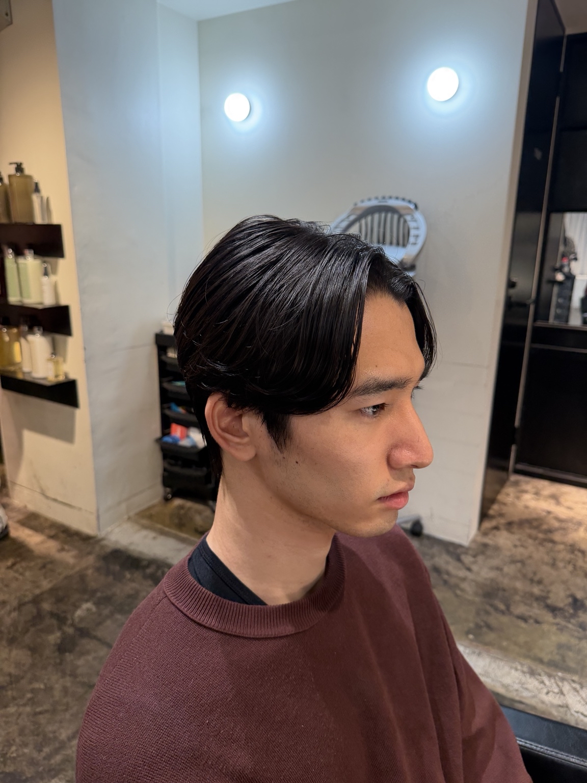 自然な毛流れのセンターパート